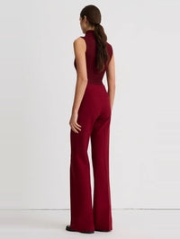Back view of the SMYTHE Classic Pant in Garnet Fleck showing the fitted seat and full length hem