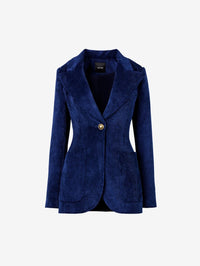 Flat product view of the SMYTHE Patch Pocket Birkin Blazer in Sapphire Corduroy.