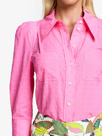 Peony Dot Crop Sleeve Box Pleat Shirt by SMYTHE - View 3