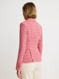 Pink Check Patch Pocket One Button Blazer by SMYTHE - View 2