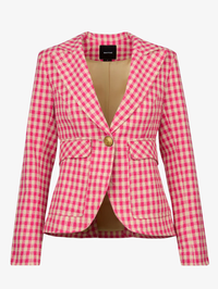 Pink Check Patch Pocket One Button Blazer by SMYTHE - View 3