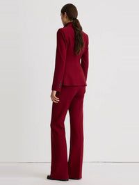 Full length back view of the SMYTHE Seamed Blazer in Garnet Fleck with the matching pant