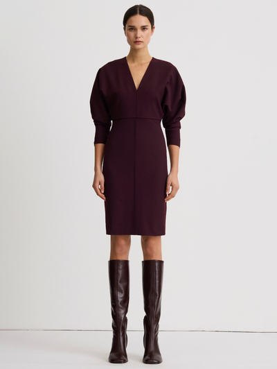 V-Neck Dolman Dress in Plum