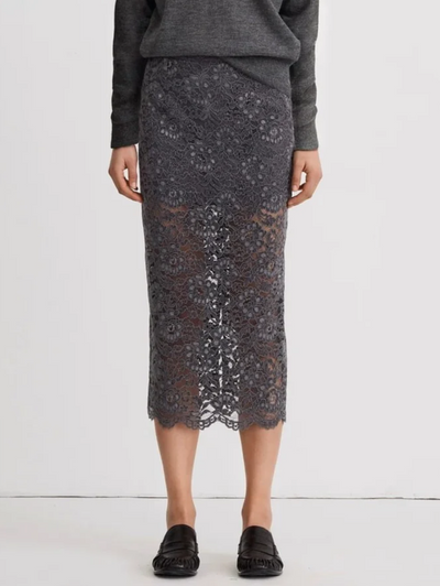 Lace Pencil Skirt In Graphite