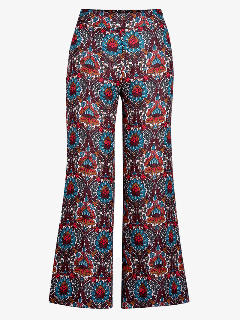 Burgundy Multi Cropped Side Zip Pant