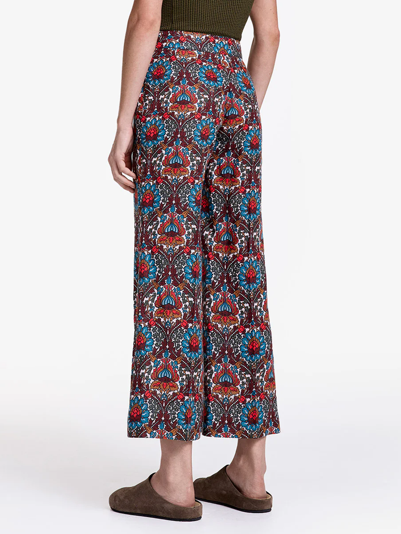 Burgundy Multi Cropped Side Zip Pant