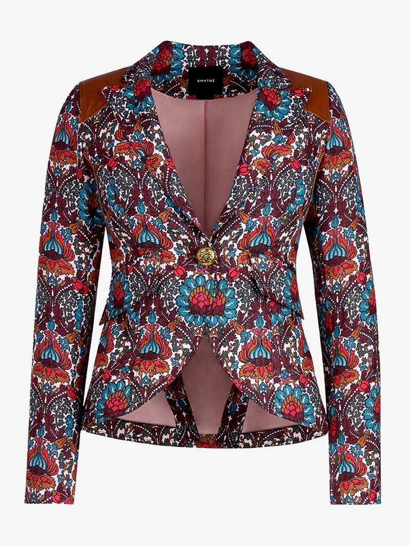 Burgundy Multi Rifle-Patch One Button Blazer