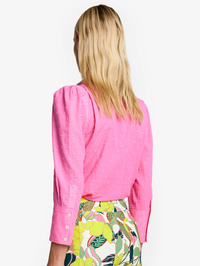 Peony Dot Crop Sleeve Box Pleat Shirt