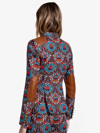 Burgundy Multi Rifle-Patch One Button Blazer