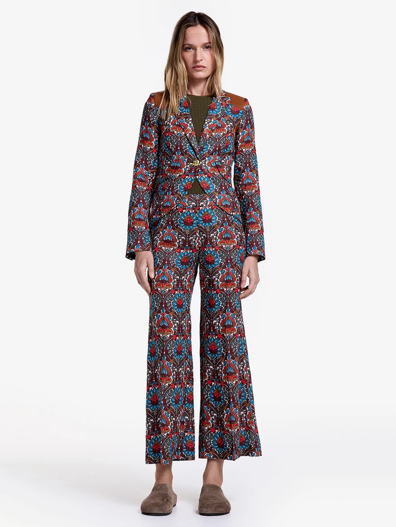 Burgundy Multi Cropped Side Zip Pant