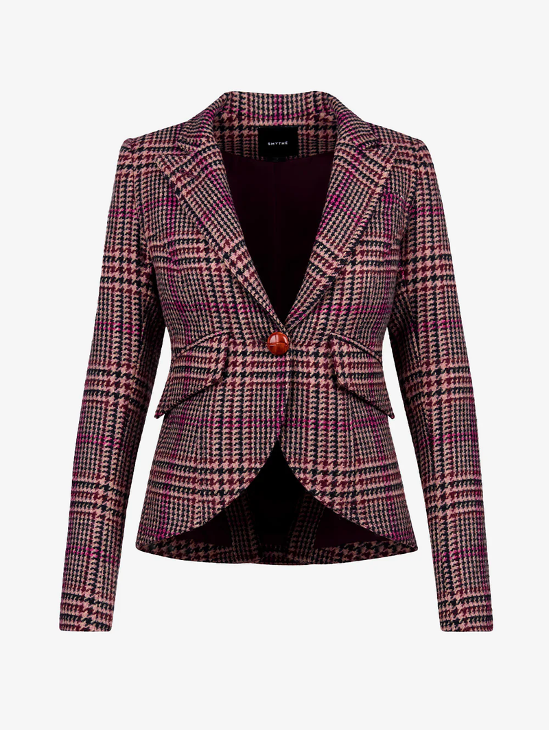 Berry Glen Check One Button Blazer