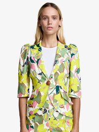 Citrus Cabana Crop Sleeve Pouf One Button Blazer