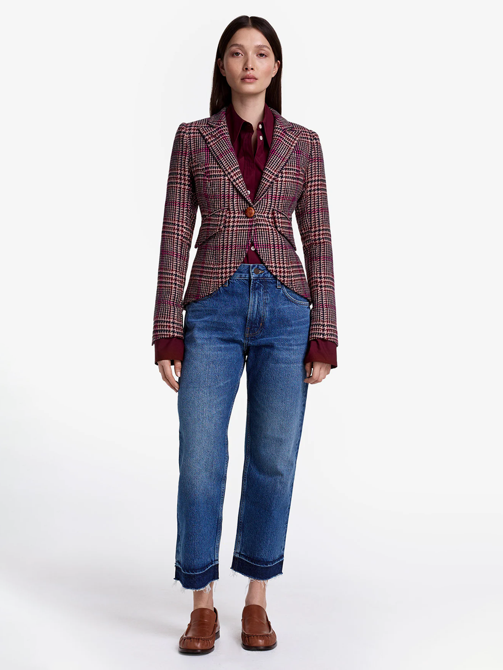 Berry Glen Check One Button Blazer