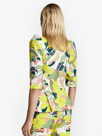 Citrus Cabana Crop Sleeve Pouf One Button Blazer