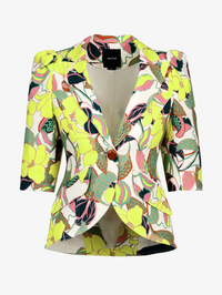 Citrus Cabana Crop Sleeve Pouf One Button Blazer