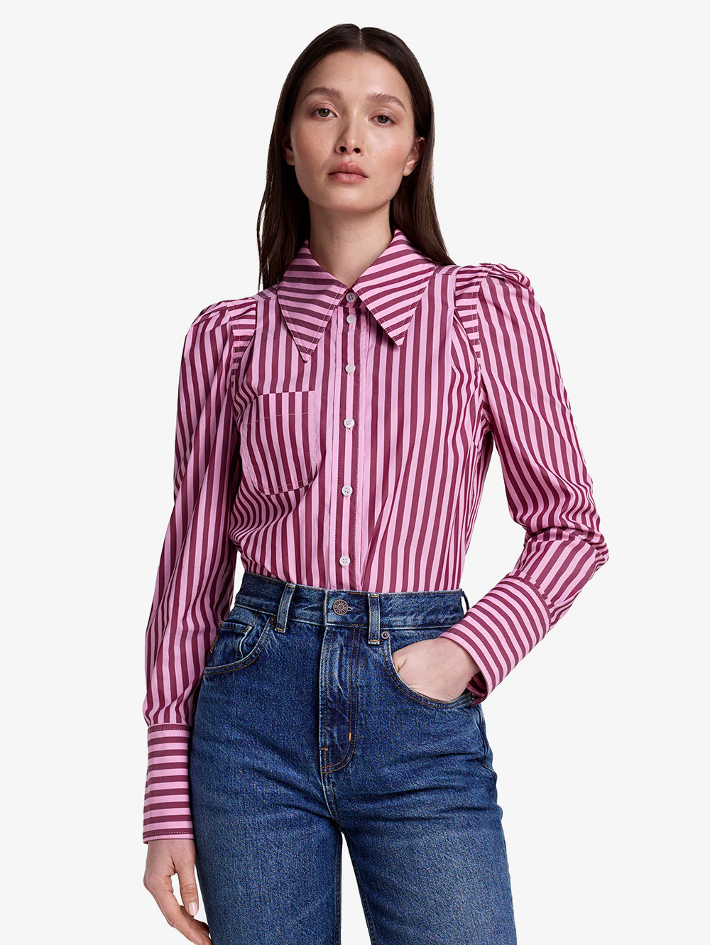 Rose Stripe Box Pleat Shirt