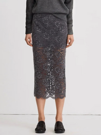 Lace Pencil Skirt In Graphite