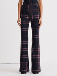 Pintuck Flare Pant in Fig Plaid