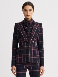 Hourglass Blazer in Fig Plaid