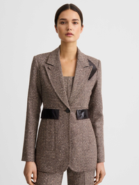 Tailored Boyfriend Blazer in Biscotti Tweed