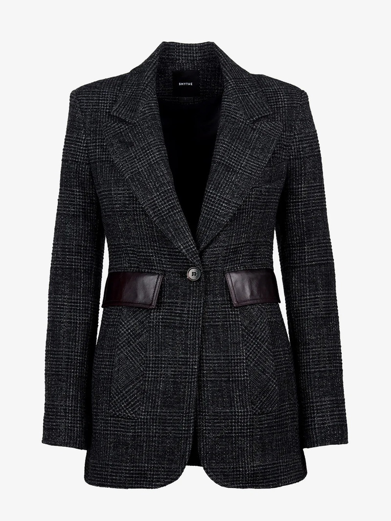 Charcoal Glen Check Tailored Boyfriend Blazer