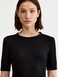 Black Elbow Sleeve Knit Crewneck