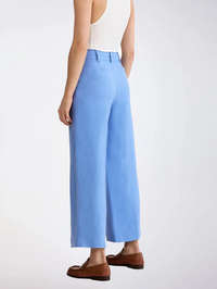 Periwinkle Linen Cropped Pleated Trouser