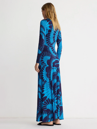 Graphic Navy Waist Knot Dress