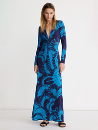 Graphic Navy Waist Knot Dress