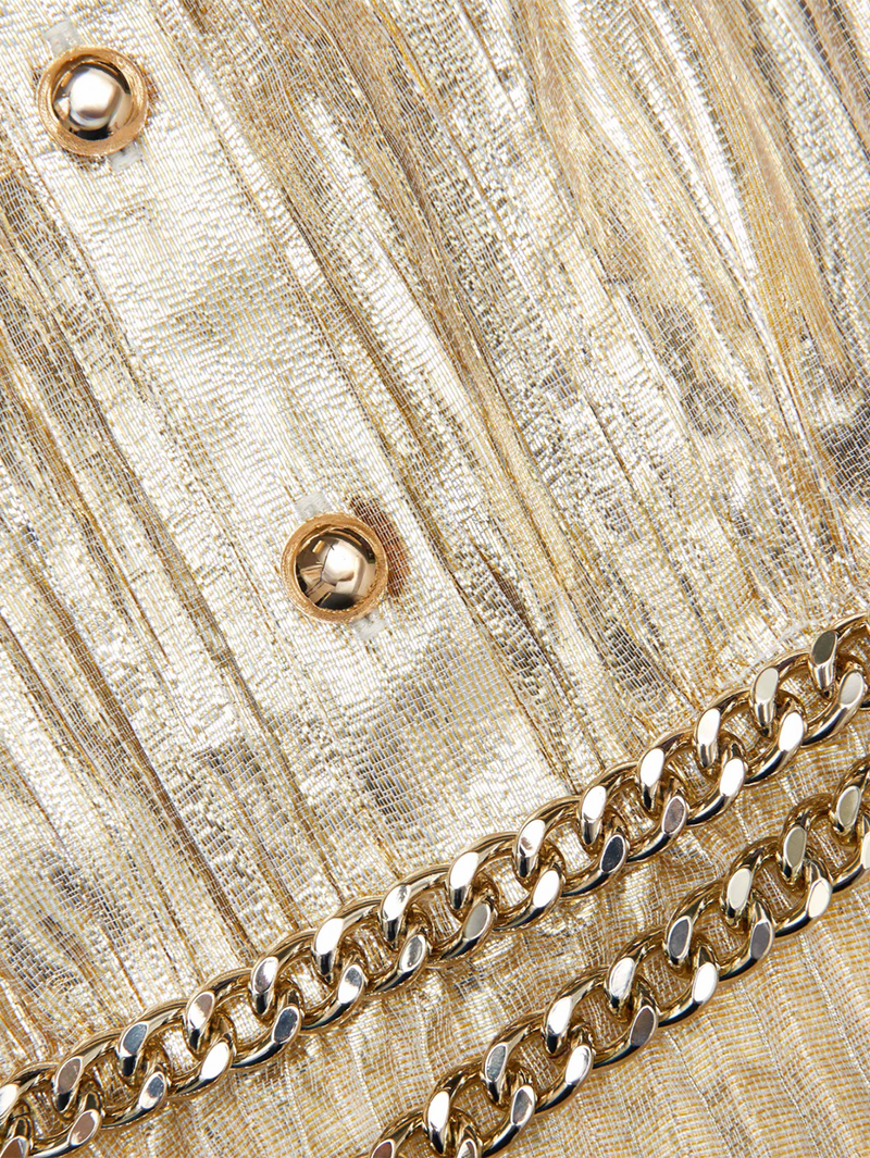 Gold Metallic Sleeveless Midi Dress
