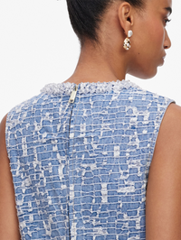 Blue Textured Denim Mini Dress