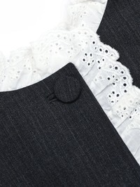 Grey Tailored Cotton Frill Mini Dress