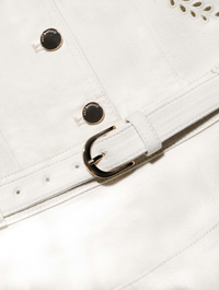 Cream Broderie Denim Sleeveless Mini Dress