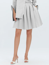 Echo Box Pleat Striped Short Skirt
