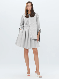 Echo Box Pleat Striped Short Skirt