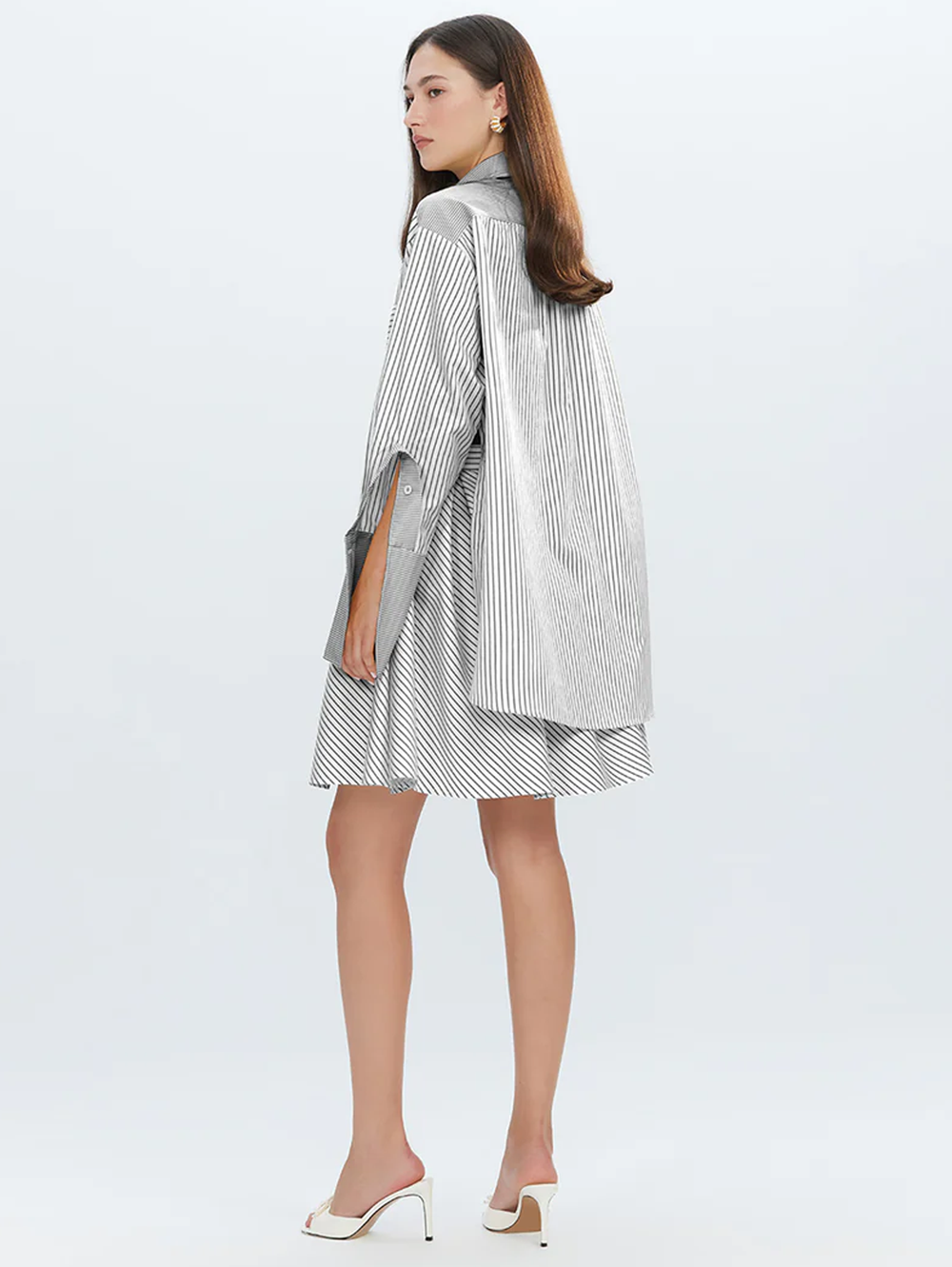 Echo Box Pleat Striped Short Skirt