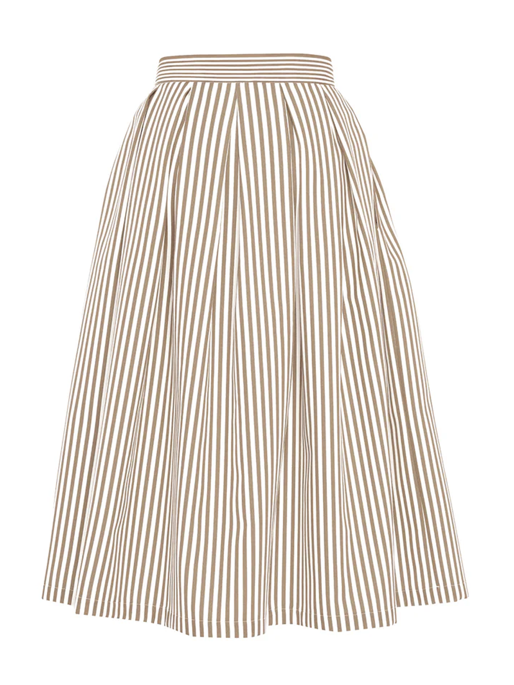 Echo Box Pleat Striped Midi Skirt
