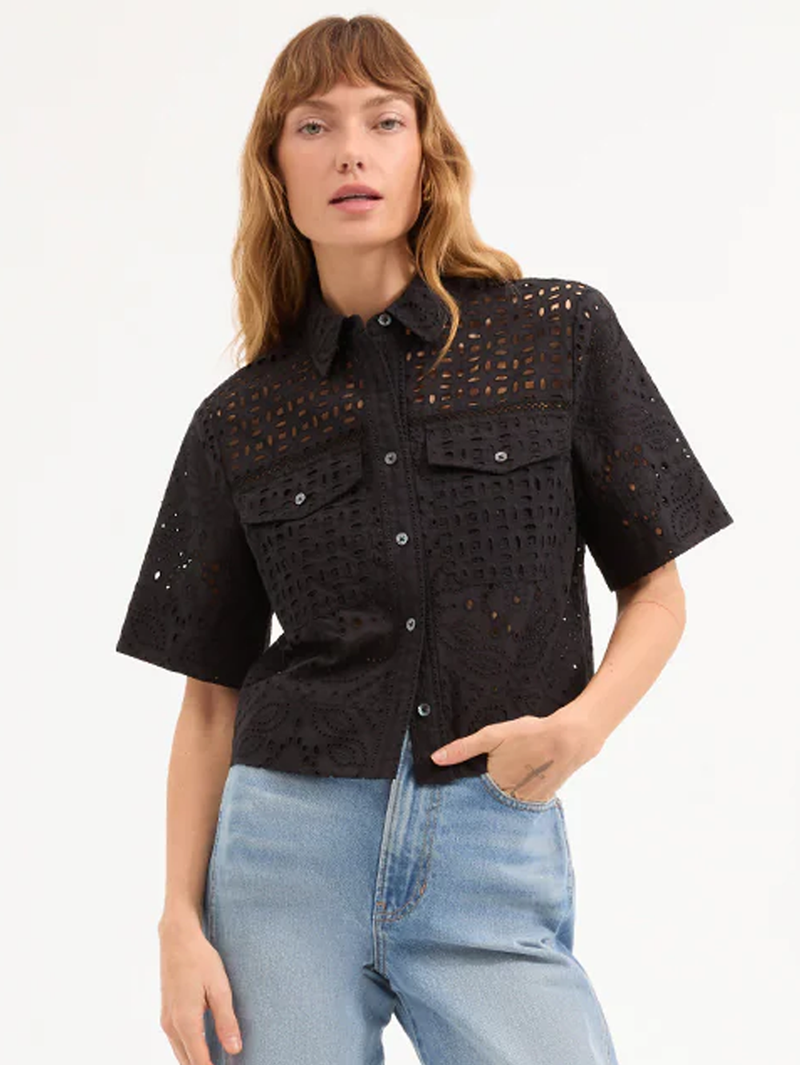 Spruce Eyelet Short-Sleeve Button-Down