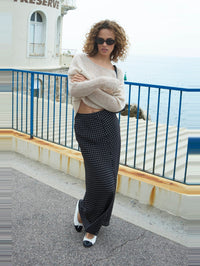 SPRWMN BIAS MAXI SKIRT IN BLACK POLKA DOT – Image 1