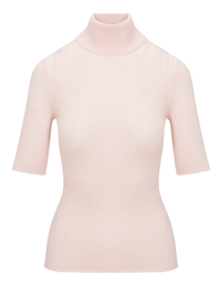 Blush Cashmere Short Sleeve Turtleneck by SPRWMN - View 3