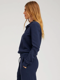 Cotton Terry Polo Sweatshirt in Navy by SPRWMN - View 4