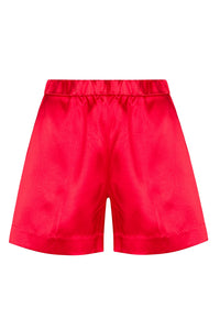 Back view of the red Culotte Shorts by SPRWMN with elastic waistband