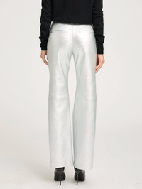 Metallic Silver Leather Baggy Trousers by SPRWMN - View 2