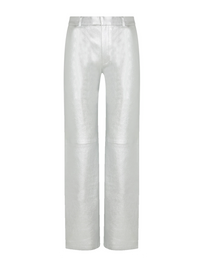 Metallic Silver Leather Baggy Trousers by SPRWMN - View 5