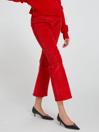 Red Corduroy Ankle Flare with Princess Seams by SPRWMN - View 4