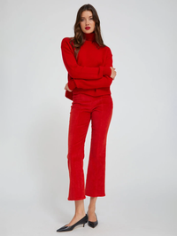 Red Corduroy Ankle Flare with Princess Seams by SPRWMN - View 5