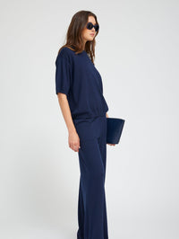 SPRWMN Short Sleeve Turtle Neck Top in Navy - 3