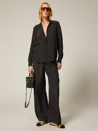 SPRWMN WIde Leg Easy Pants In Black Polka Dot – Image 1