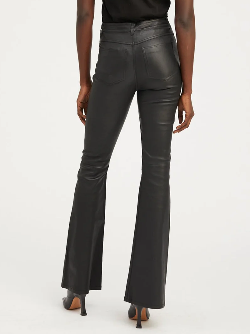Black Leather 5 Pocket Straight Leg Pants