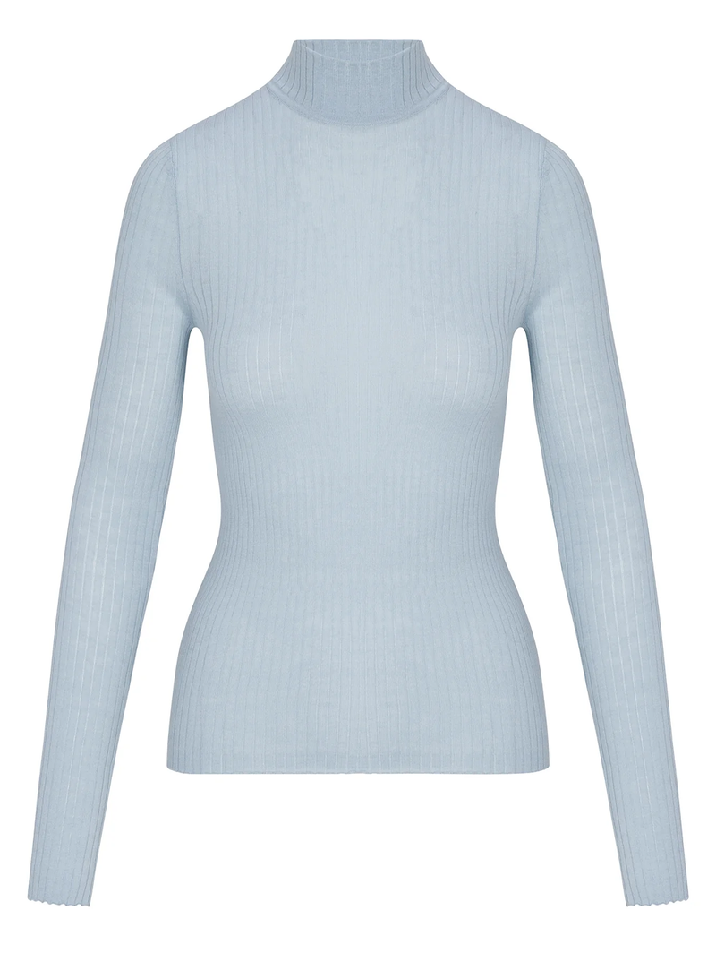 Baby Blue Cashmere Mock Neck